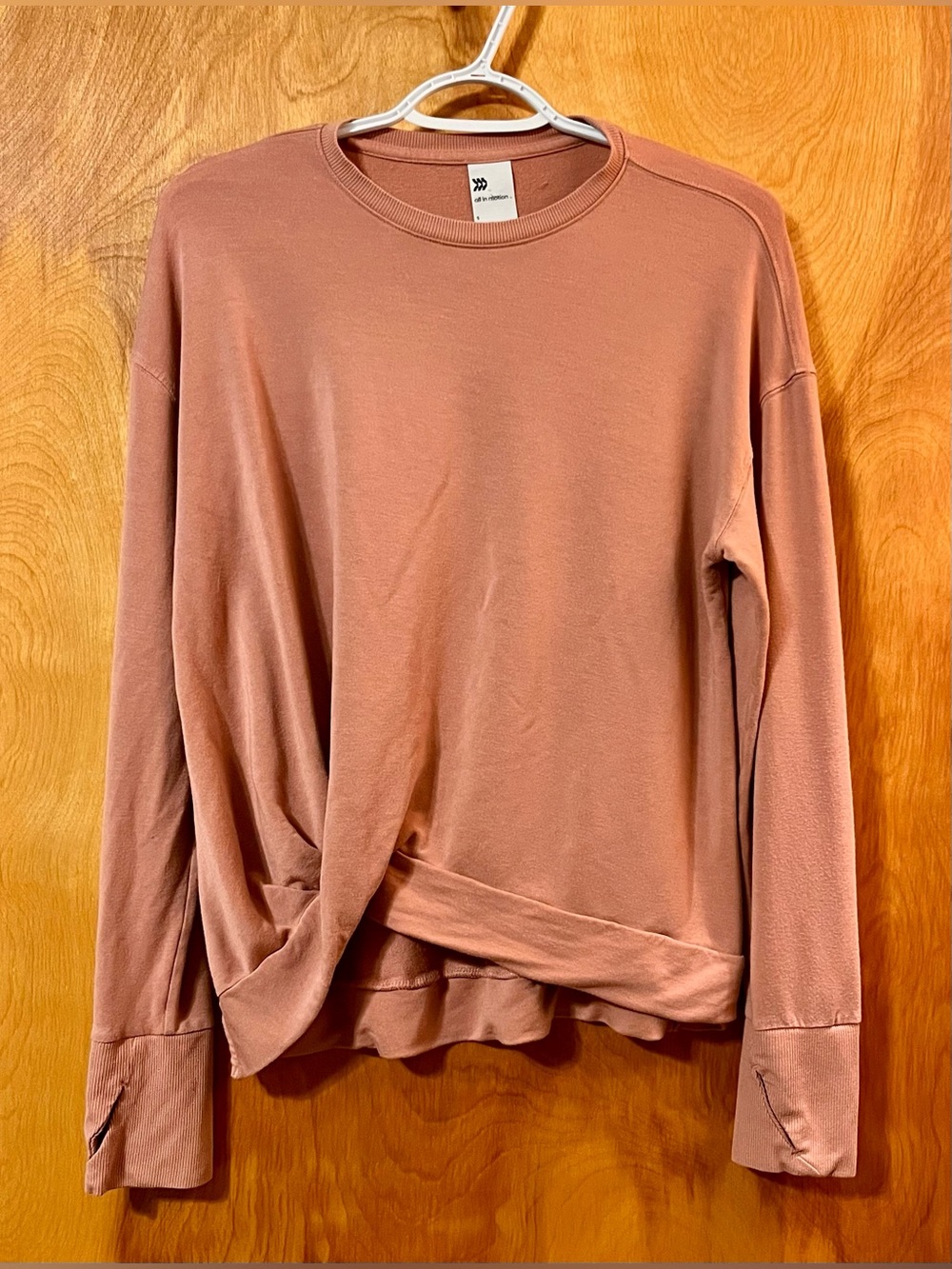 All in Motion Mauve Pink Soft Long Sleeve Athletic Yoga Top Size Small